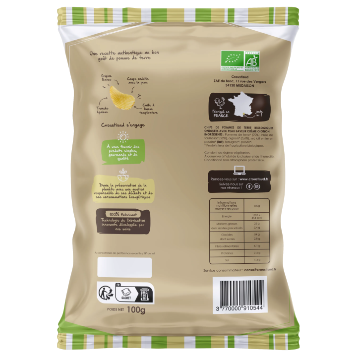 Chips de pomme de terre crème oignon 100g