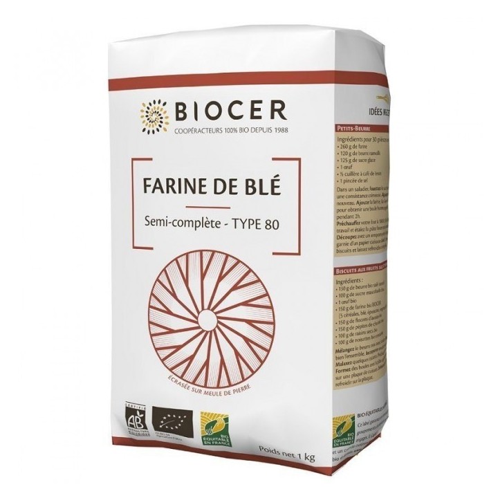 Farine de blé semi-complète T80 1Kg
