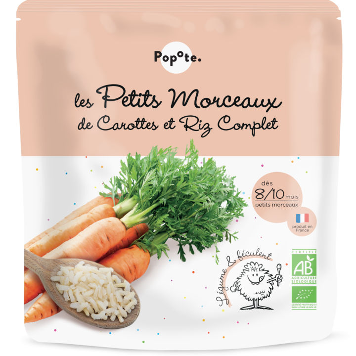 Les petits morceaux de carottes et riz complet Popote 190g