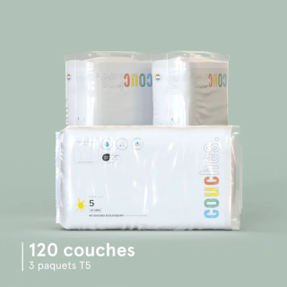 Couches écologiques taille 5 (10 à 18 Kg) lot de 120