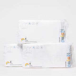 Couches-culottes écologiques taille 4 (de 8 à 15 Kg) lot de 114