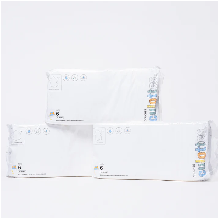 Couches-culottes écologiques taille 6 (16 à 30 Kg) lot de 96 couches