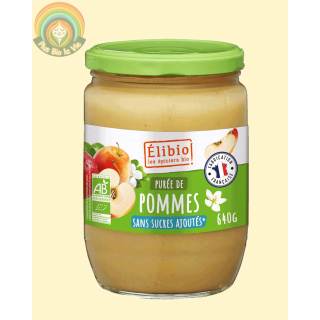 Purée de pomme sans sucre ajouté Elibio -640g