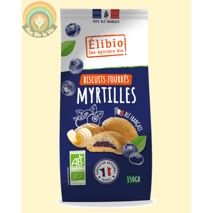 Biscuits fourrés à la myrtille Elibio -150g