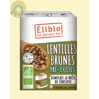 Lentilles brunes pré-cuites élibio 380g