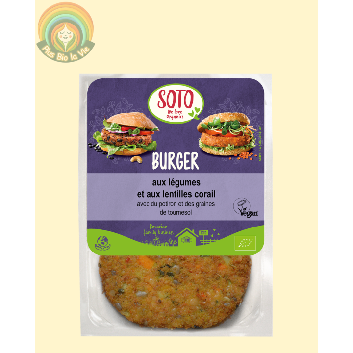 Burgers aux légumes et lentilles corail *2 -160g-