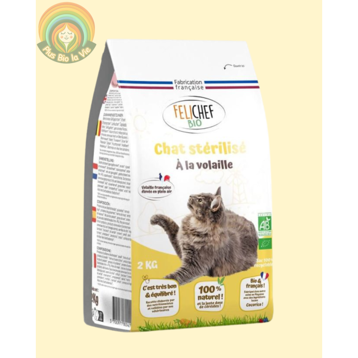 FELICHEF BIO- Croquettes pour chat adulte stérilisé 2 Kg