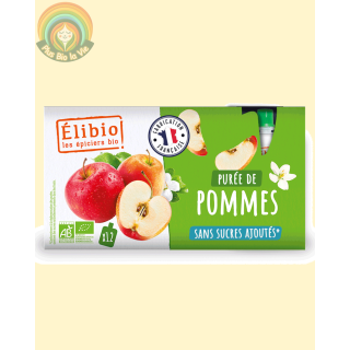 Purée de pommes sans sucre ajouté- gourdes 12*90g- Elibio