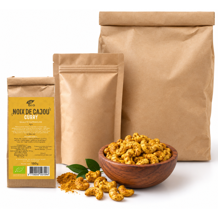 Noix de Cajou au curry -150g -500g -5Kg- IDBIO