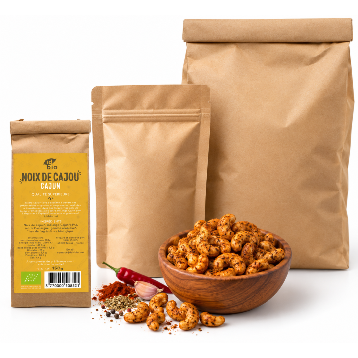 Noix de cajou Cajun- 150g- 500g- 5Kg- IDBIO