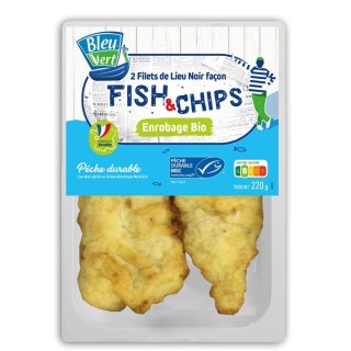 Filets de lieu noir façon fish and chips 220g- lot de 4 paquets de 220g-