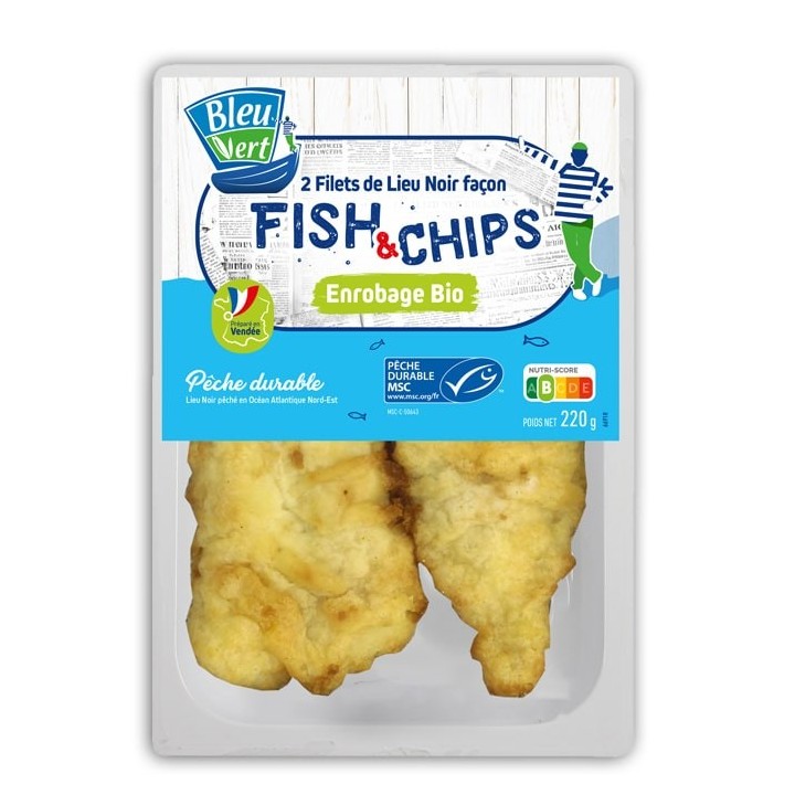 Filets de lieu noir façon fish and chips 220g- lot de 4 paquets de 220g-