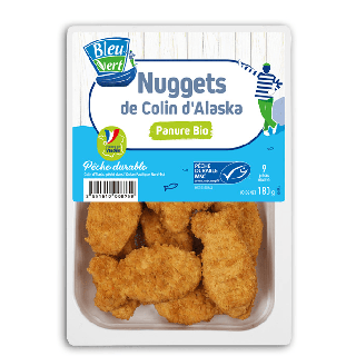 Nuggets de colin MSC panure bio 180g- lot de 4 paquets de 180g-