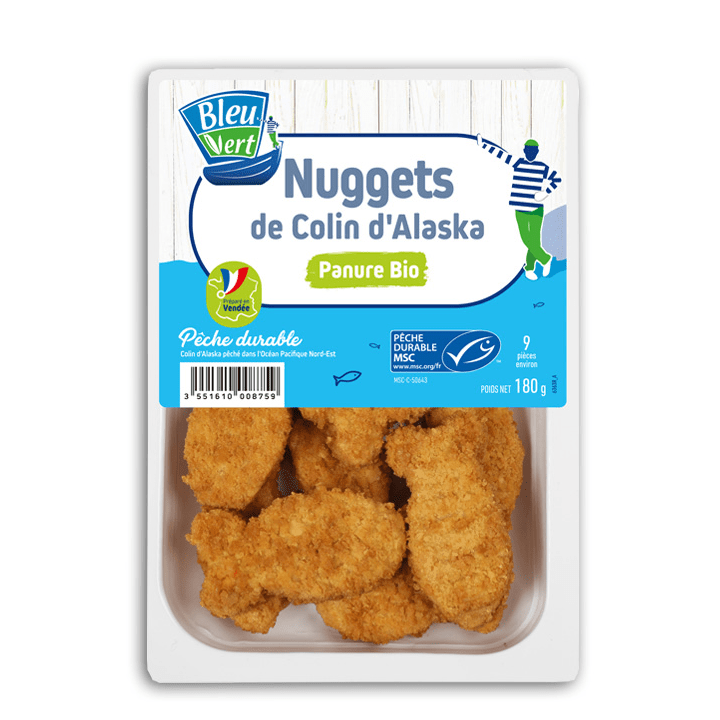 Nuggets de colin MSC panure bio 180g- lot de 4 paquets de 180g-
