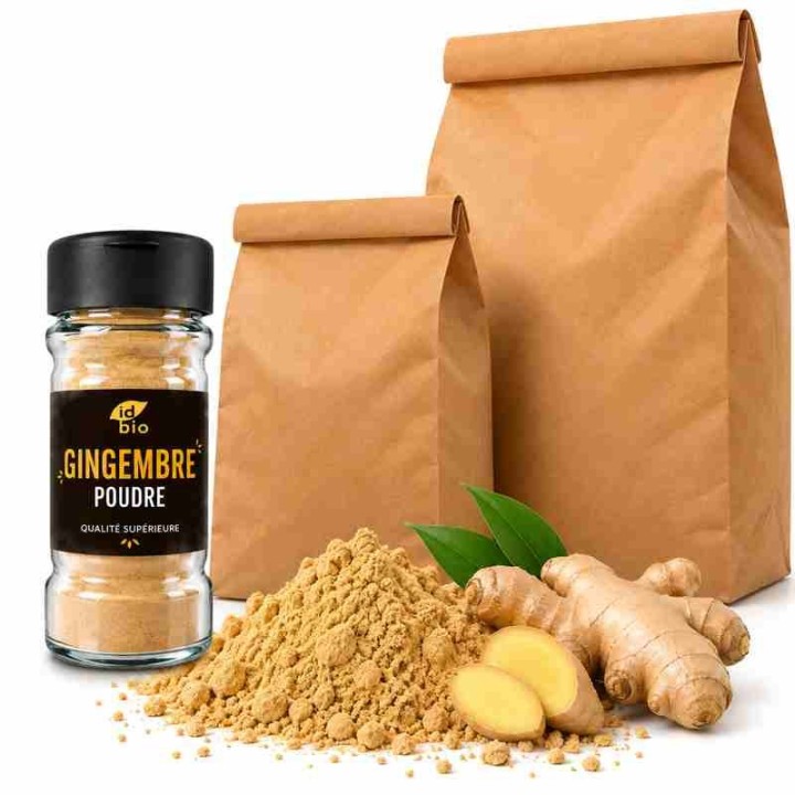 Gingembre poudre IDBIO- pot de 30g- 100g- 500g- 3 Kg-