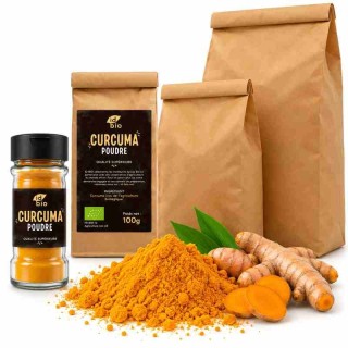 Curcuma poudre IDBIO- pot de 35g- 100g- 500g- 3Kg-