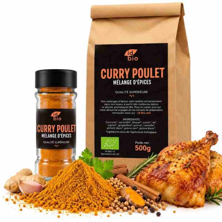 Curry poulet IDBIO- pot de 30g- 500g-