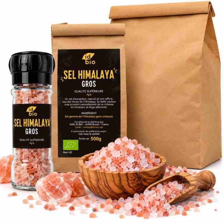 Sel Himalaya Cristaux IDBIO- pot de 100g- 500g- 3Kg-