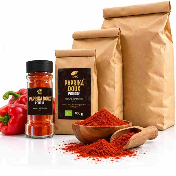 Paprika doux poudre IDBIO- pot de 40g- 100g- 500g- 3kg-