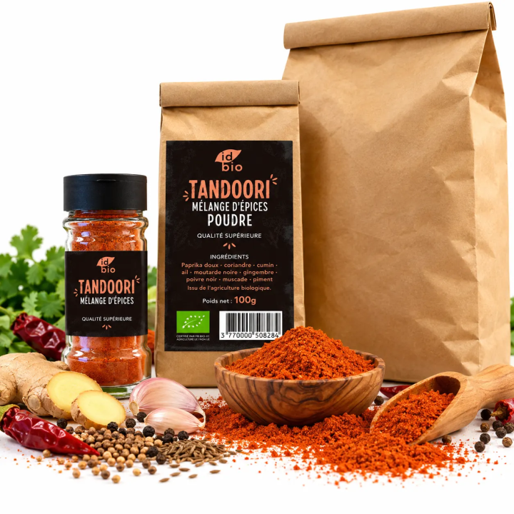 Mélange Tandoori IDBIO- pot de 40g- 100g- 500g-