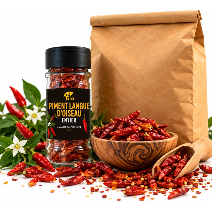 Piment langue d'oiseau IDBIO- pot de 15g- 500g-