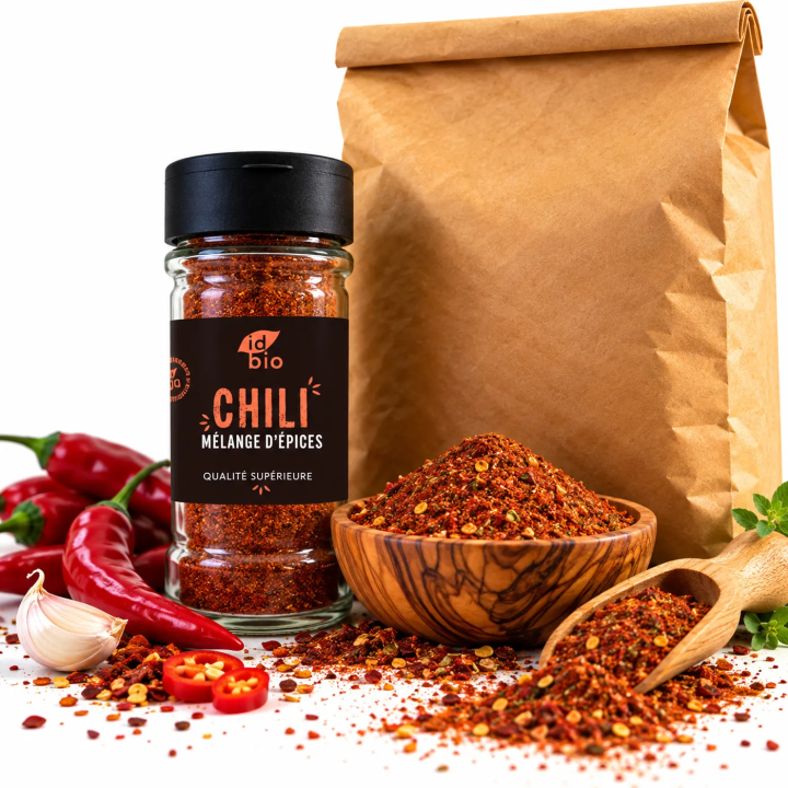 Mélange Chili IDBIO- pot de 40g- 500g-