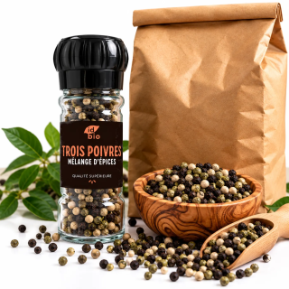 Mélange trois poivres IDBIO- pot de 35g- 500g-