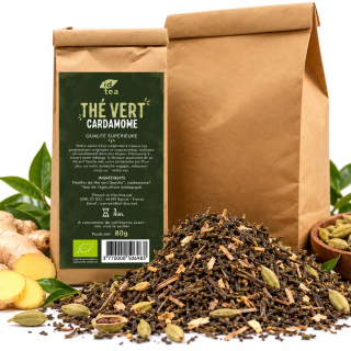 Thé vert Cardamome IDBIO- 80g- 500g-