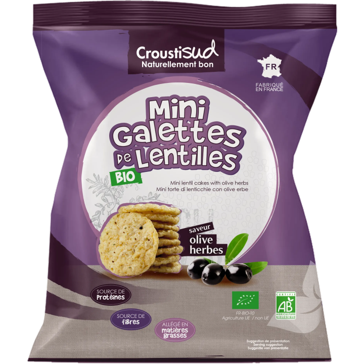 Mini galettes de lentilles aux olives et herbes 50g