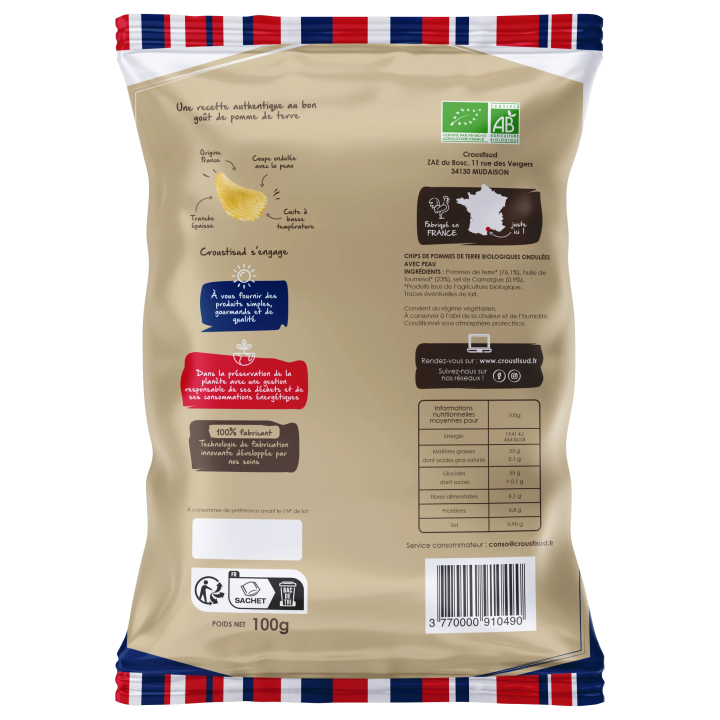 Chips de pomme de terre ondulées 100g