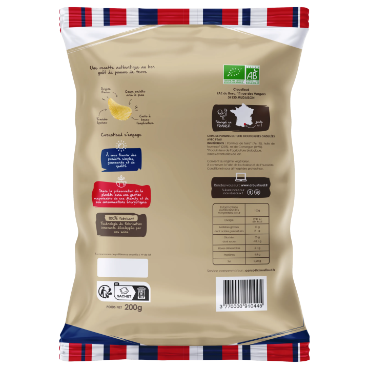 Chips de pomme de terre ondulées 200g